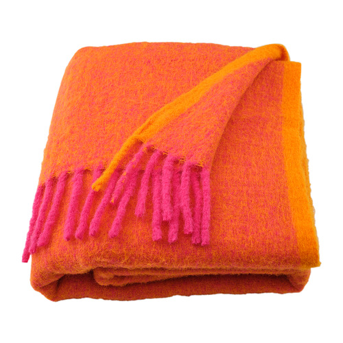 KLIPPOXEL - throw, orange/bright pink, 130x170 cm | IKEA Taiwan Online - PE933113_S4