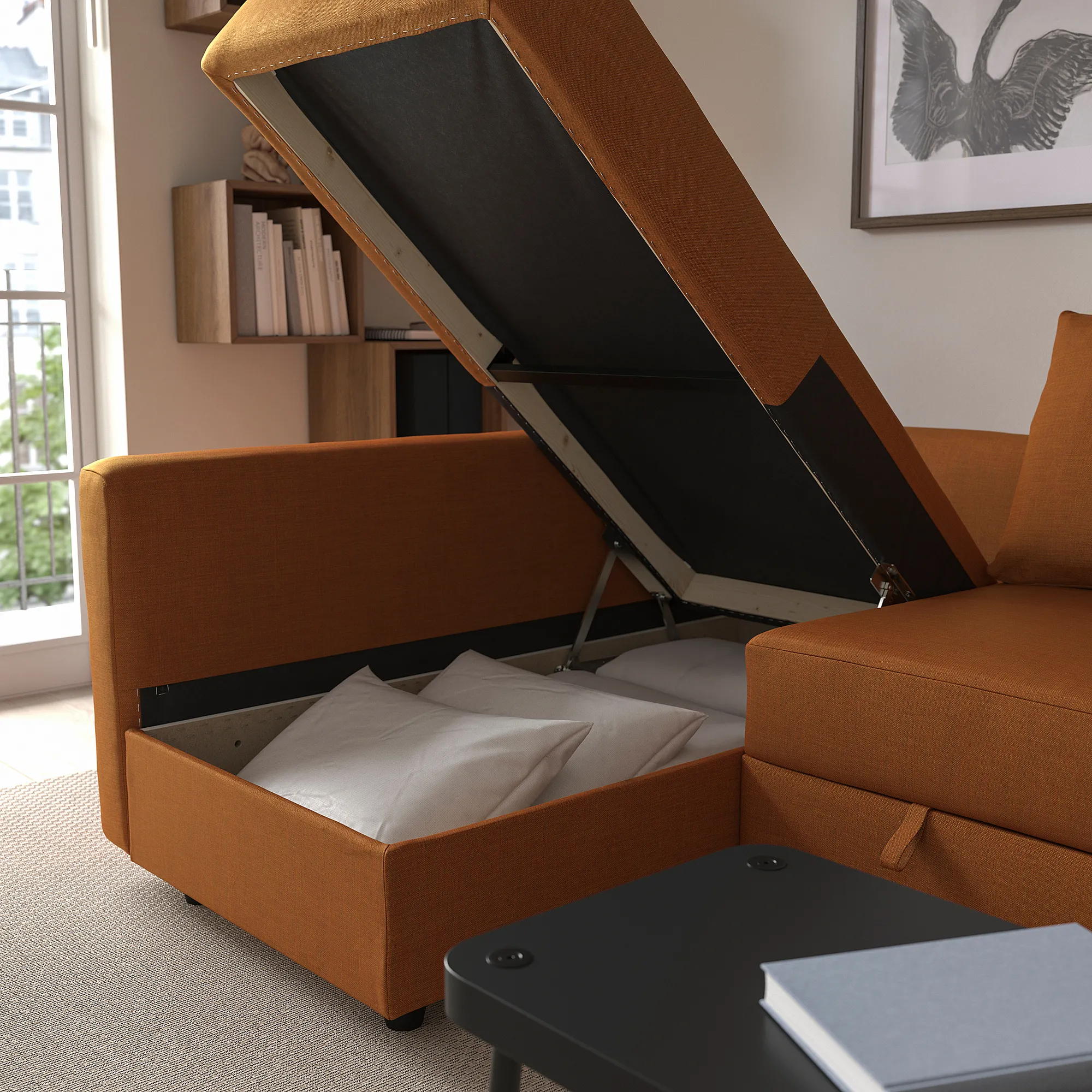 FRIHETEN corner sofa-bed with storage