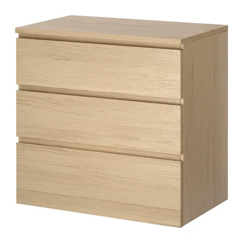 MALM - 抽屜櫃/3抽, 實木貼皮, 染白橡木 | IKEA 線上購物 - PE621341_S4