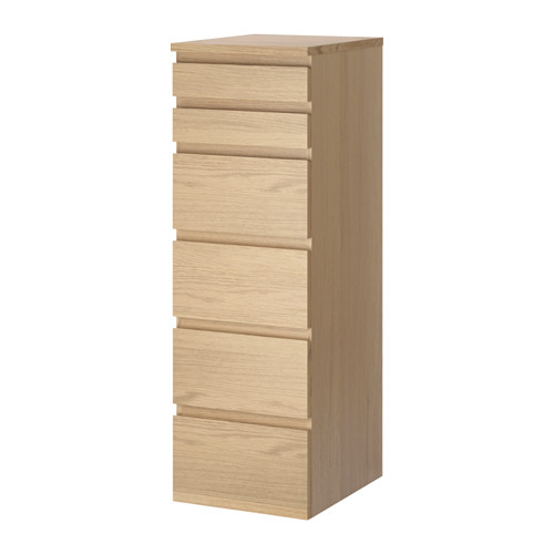 MALM - 抽屜櫃/6抽, 實木貼皮, 染白橡木/鏡面 | IKEA 線上購物 - PE621350_S4