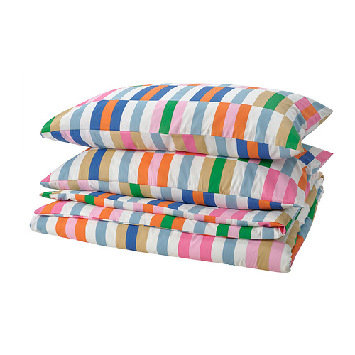 KLIBBKORSÖRT - duvet cover and 2 pillowcases, multicolour, 200x200/50x80 cm | IKEA Taiwan Online - PE963051_S4