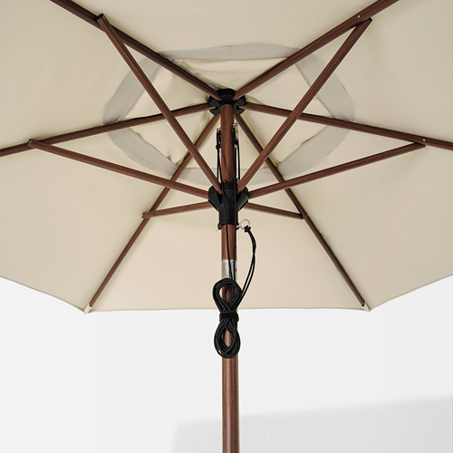 BETSÖ/LINDÖJA - parasol with base, brown wood effect beige/Huvön | IKEA Taiwan Online - PE762012_S4