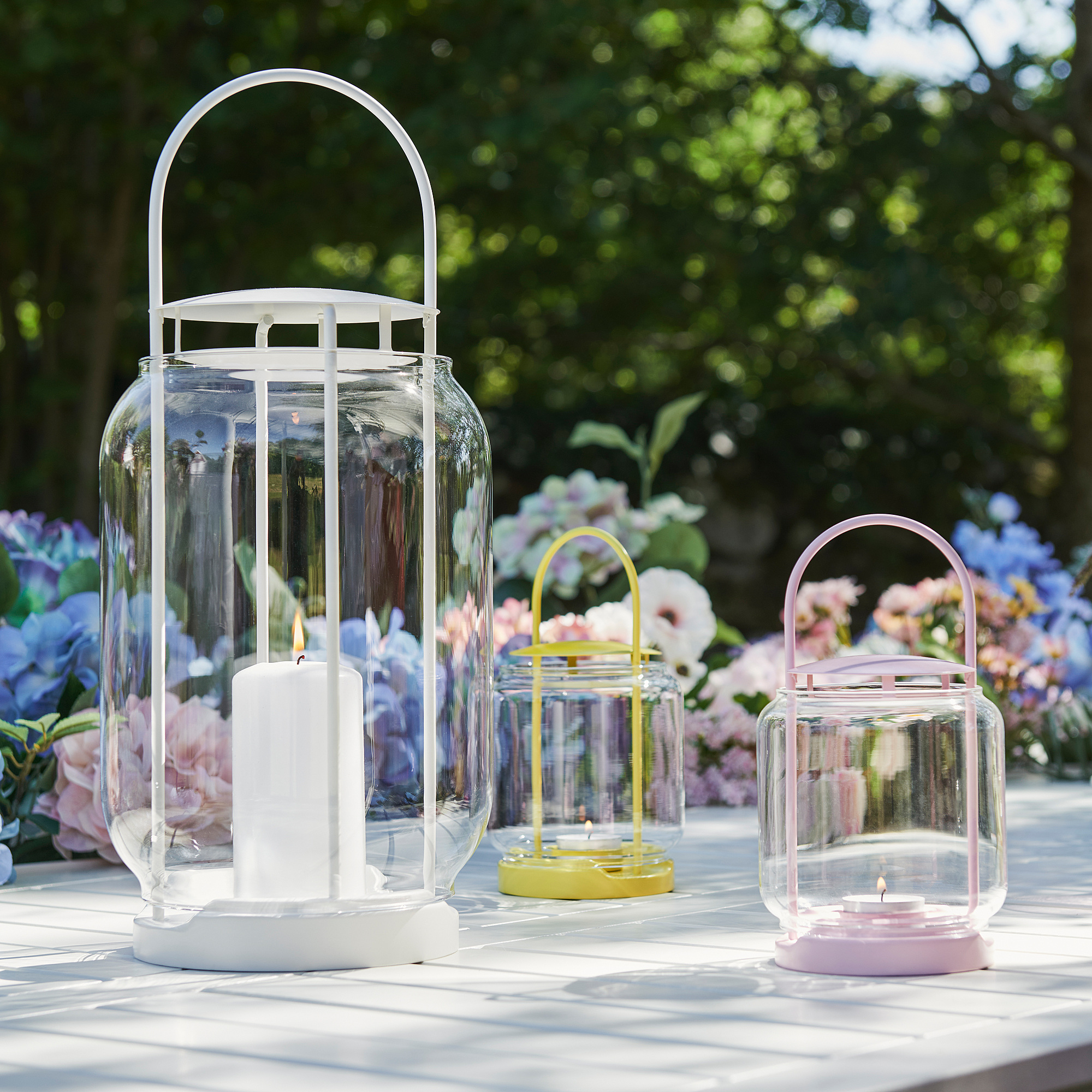 TOFSAND lantern for pillar candle, in/out