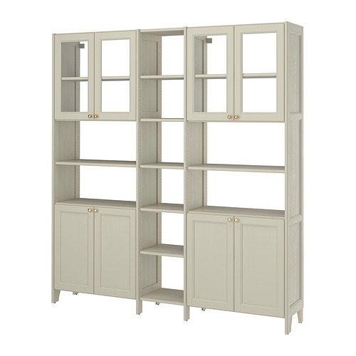 GULDDRAGARE - storage combination, beige clear glass/with doors with shelves, 200x37x216 cm | IKEA Taiwan Online - E1001837_S4