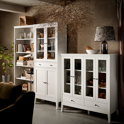 IDANÄS high cabinet w gls-drs and 1 drawer