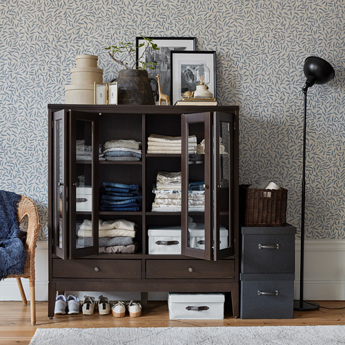 IDANÄS cabinet with bi-folded glass doors