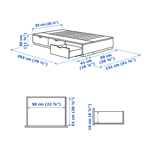 NORDLI bed frame with storage and mattress