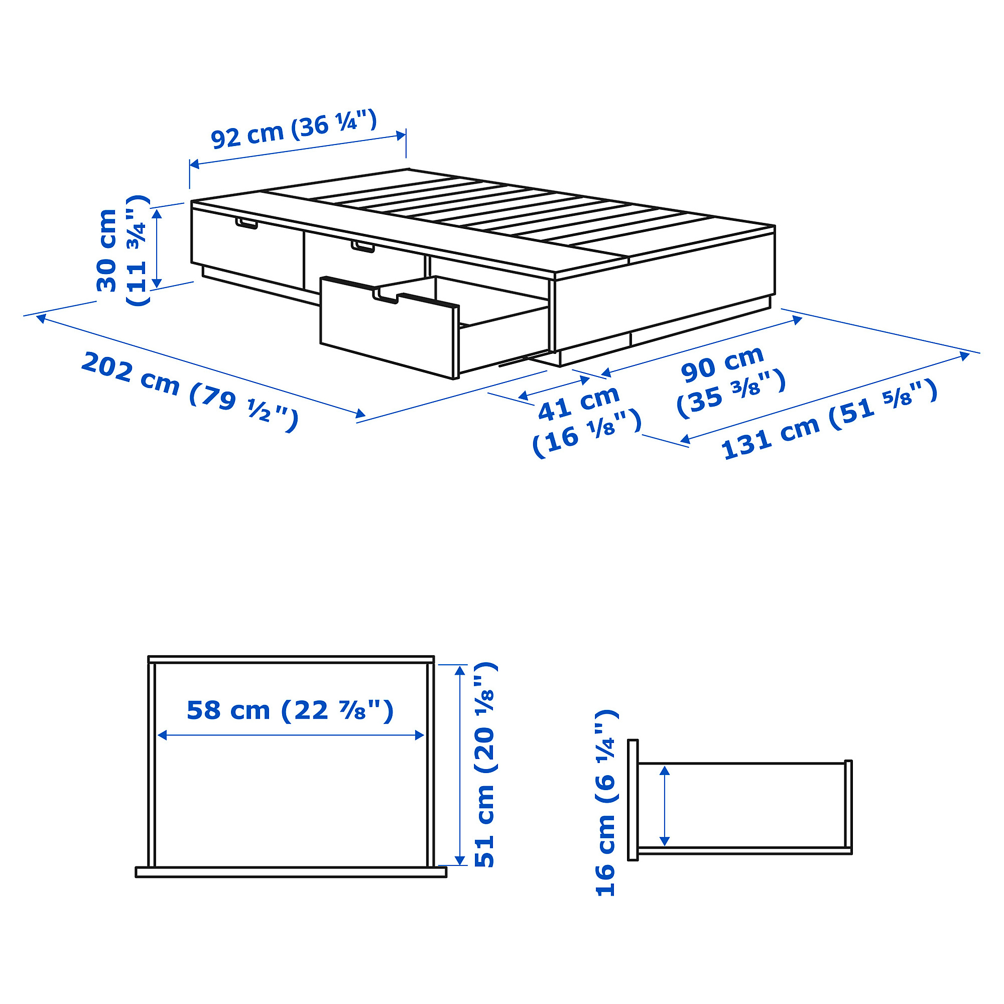 NORDLI bed frame with storage and mattress