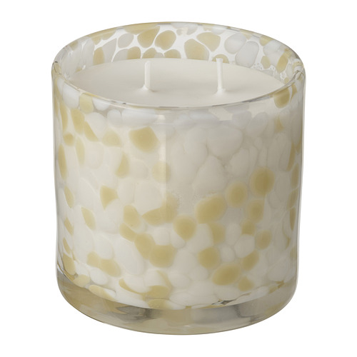 JÄMLIK - scented candle in glass, 2 wicks, Vanilla/light grey-beige | IKEA Taiwan Online - PE963328_S4