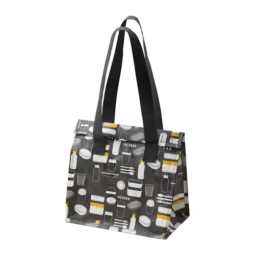 FLADDRIG - lunch bag, patterned grey, 25x16x27 cm | IKEA Taiwan Online - PE816684_S4