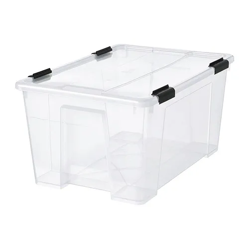 SAMLA - 卡扣式收納盒, 透明/黑色, 57x39x29 公分/45 公升 | IKEA 線上購物 - E1002027_S4