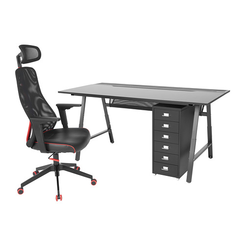 UTESPELARE/MATCHSPEL gaming desk, chair and drawer unit