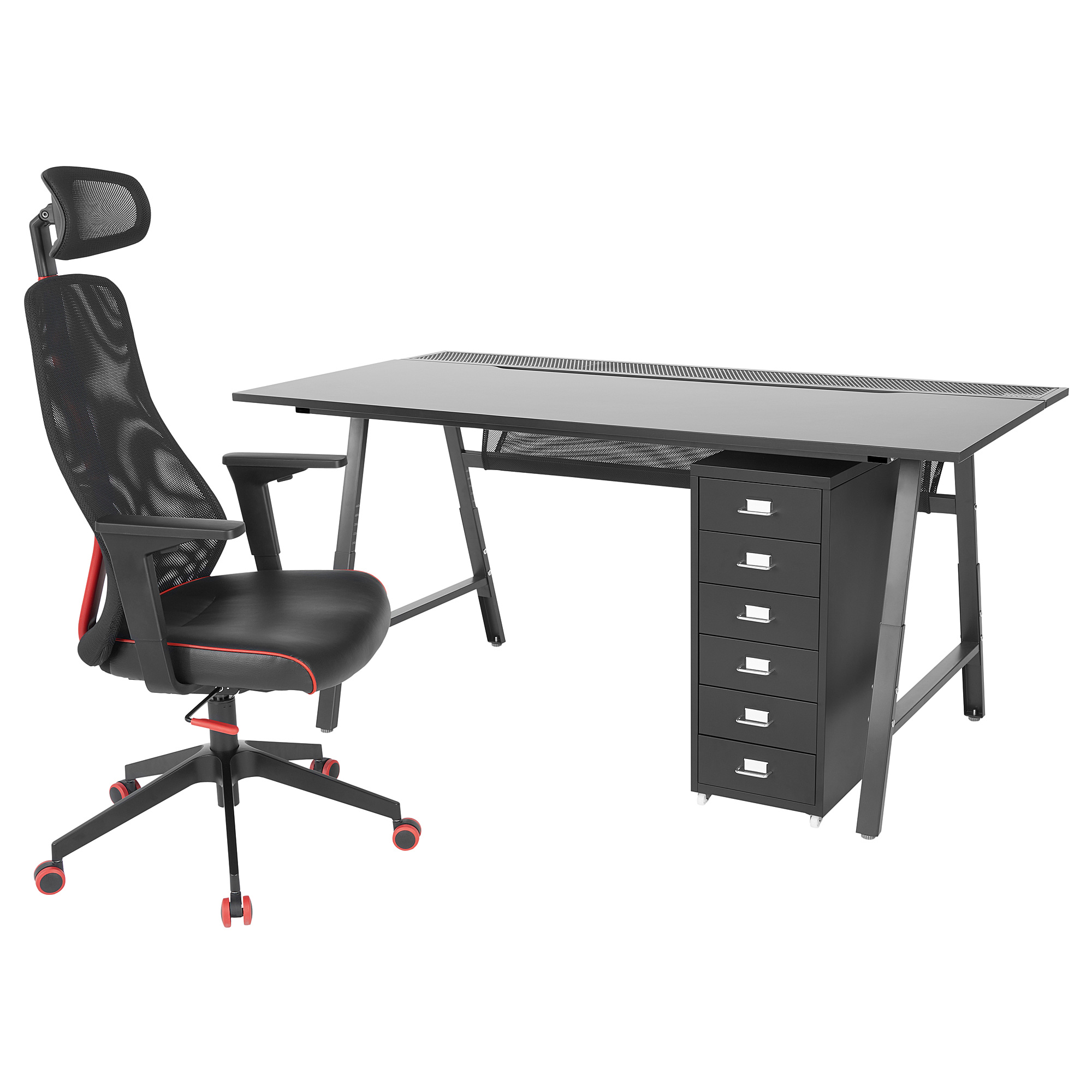 UTESPELARE/MATCHSPEL gaming desk, chair and drawer unit