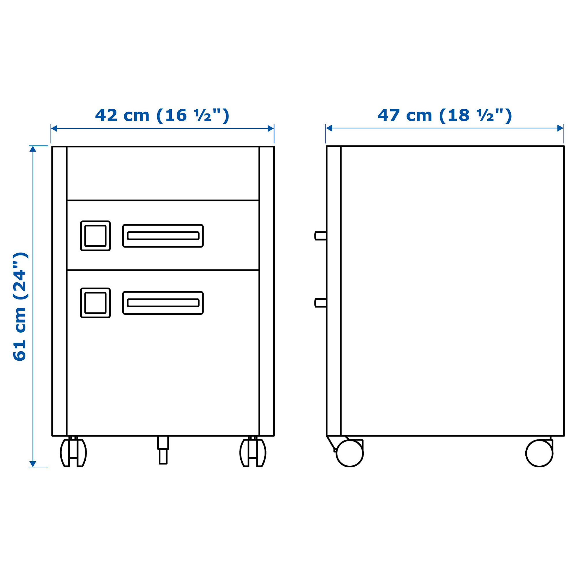 IDÅSEN drawer unit on castors