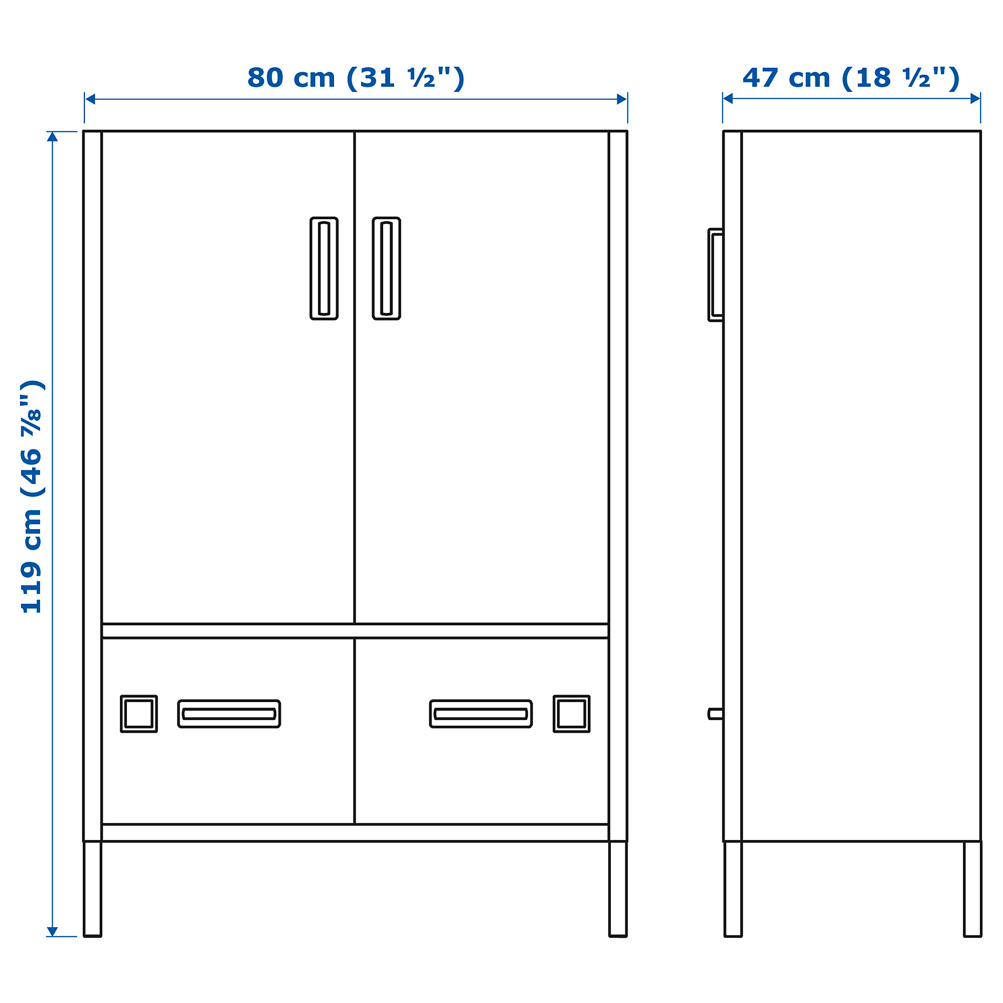 IDÅSEN cabinet with doors and drawers