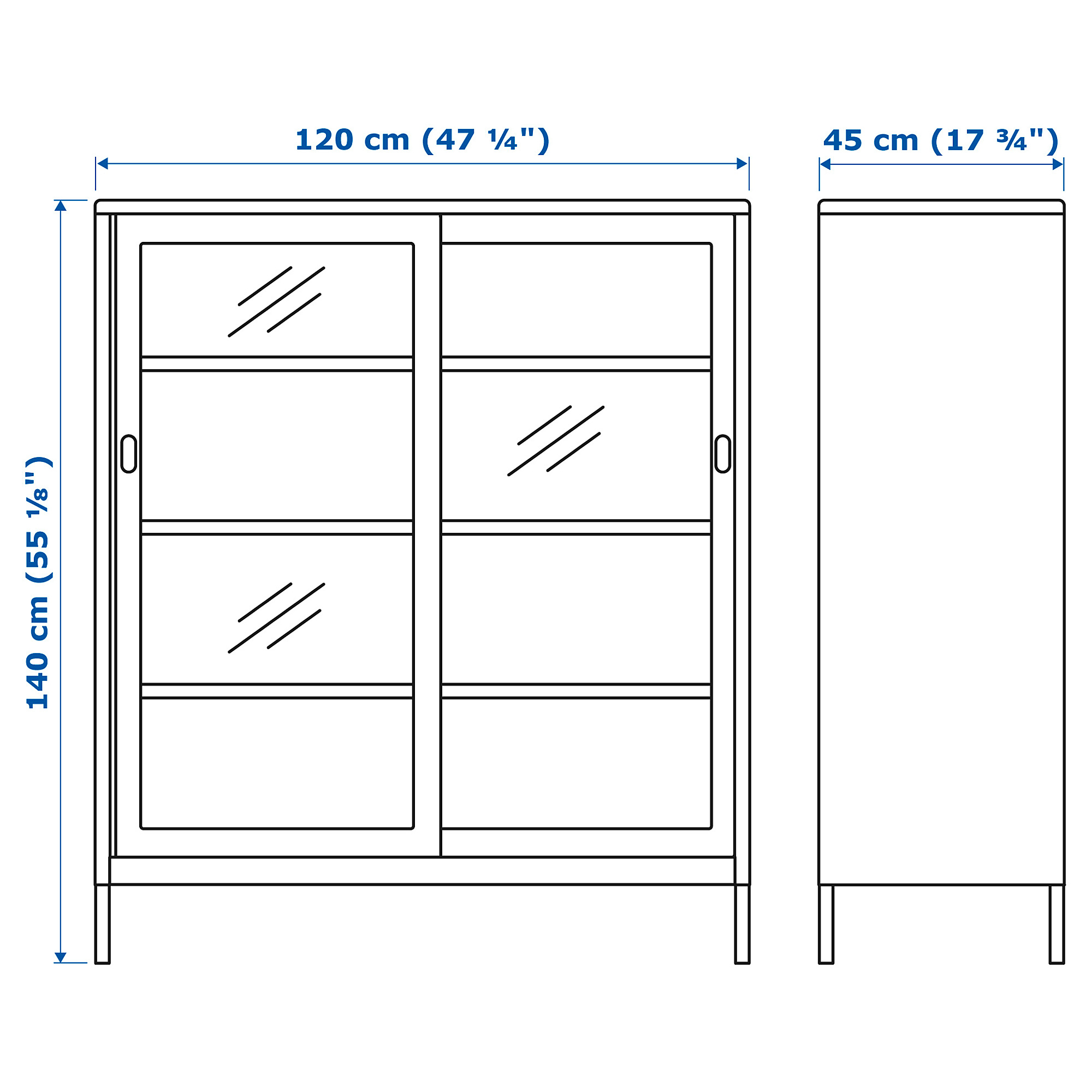 IDÅSEN cabinet with sliding glass doors