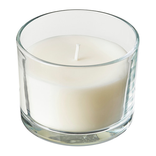 LOTSFÅGEL scented candle in glass