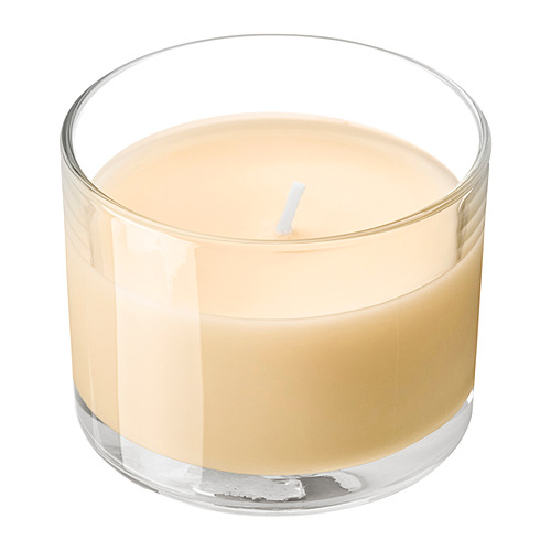 LOTSFÅGEL scented candle in glass
