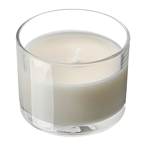 LOTSFÅGEL scented candle in glass