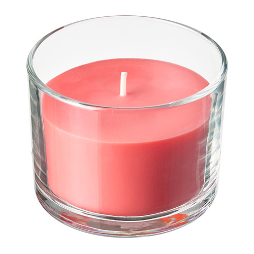 LOTSFÅGEL scented candle in glass