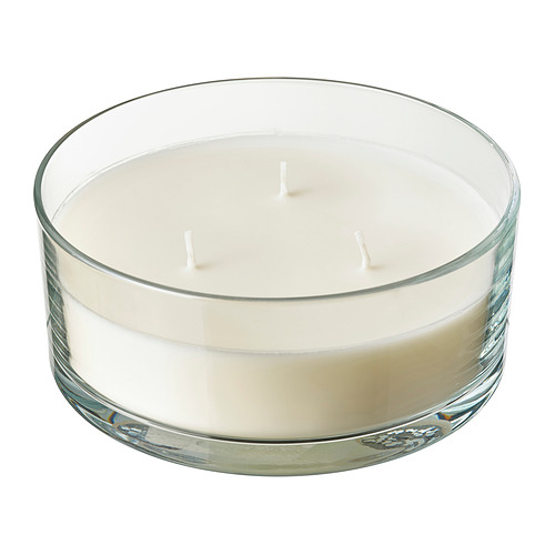 LOTSFÅGEL scented candle in glass, 3 wicks