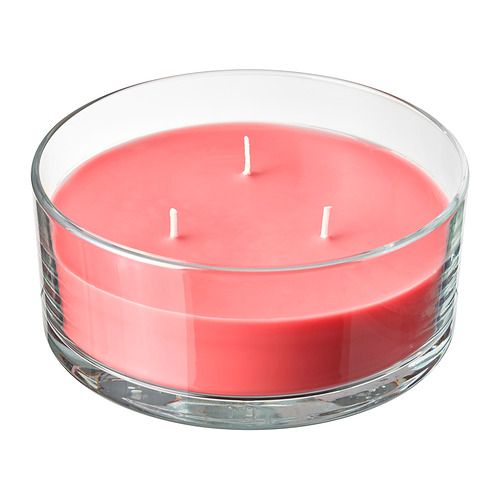 LOTSFÅGEL scented candle in glass, 3 wicks