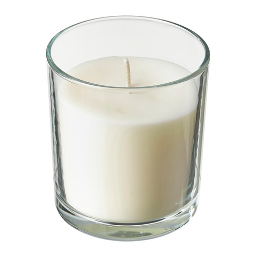 LOTSFÅGEL - scented candle in glass, Fresh linen white, 40 hr | IKEA Taiwan Online - E1002233_S4
