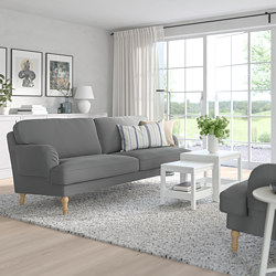 STOCKSUND - 3-seat sofa, Ljungen blue/light brown/wood | IKEA Taiwan Online - PE575077_S3