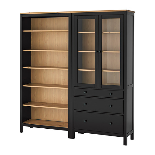 HEMNES - 收納組合附門/抽屜，黑棕色/淺棕色，180x197 公分 | IKEA 線上購物 - E1037440_S4