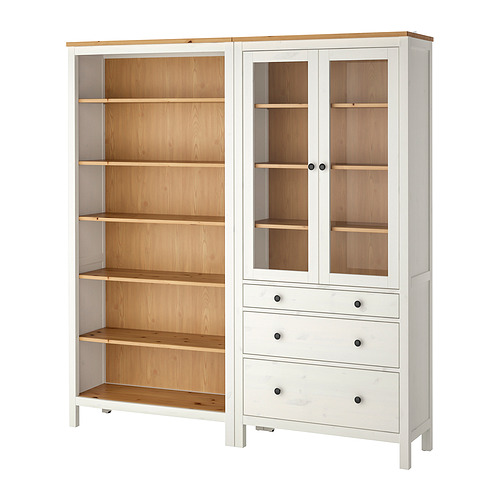 HEMNES - 收納組合附門/抽屜，白色/淺棕色，180x197 公分 | IKEA 線上購物 - E1037447_S4