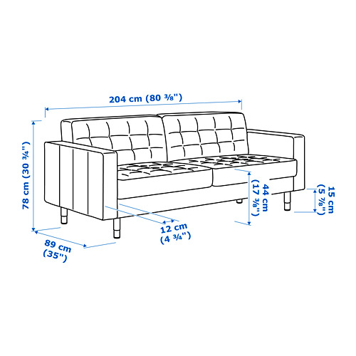 LANDSKRONA - 三人座沙發, Gunnared 深灰色/木材 | IKEA 線上購物 - PE672091_S4