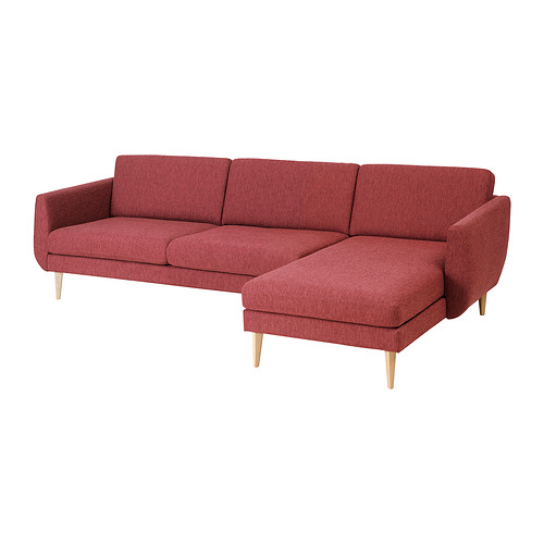 SMEDSTORP - 4-seat sofa with chaise longue, Lejde/red/brown birch effect | IKEA Taiwan Online - PE860478_S4