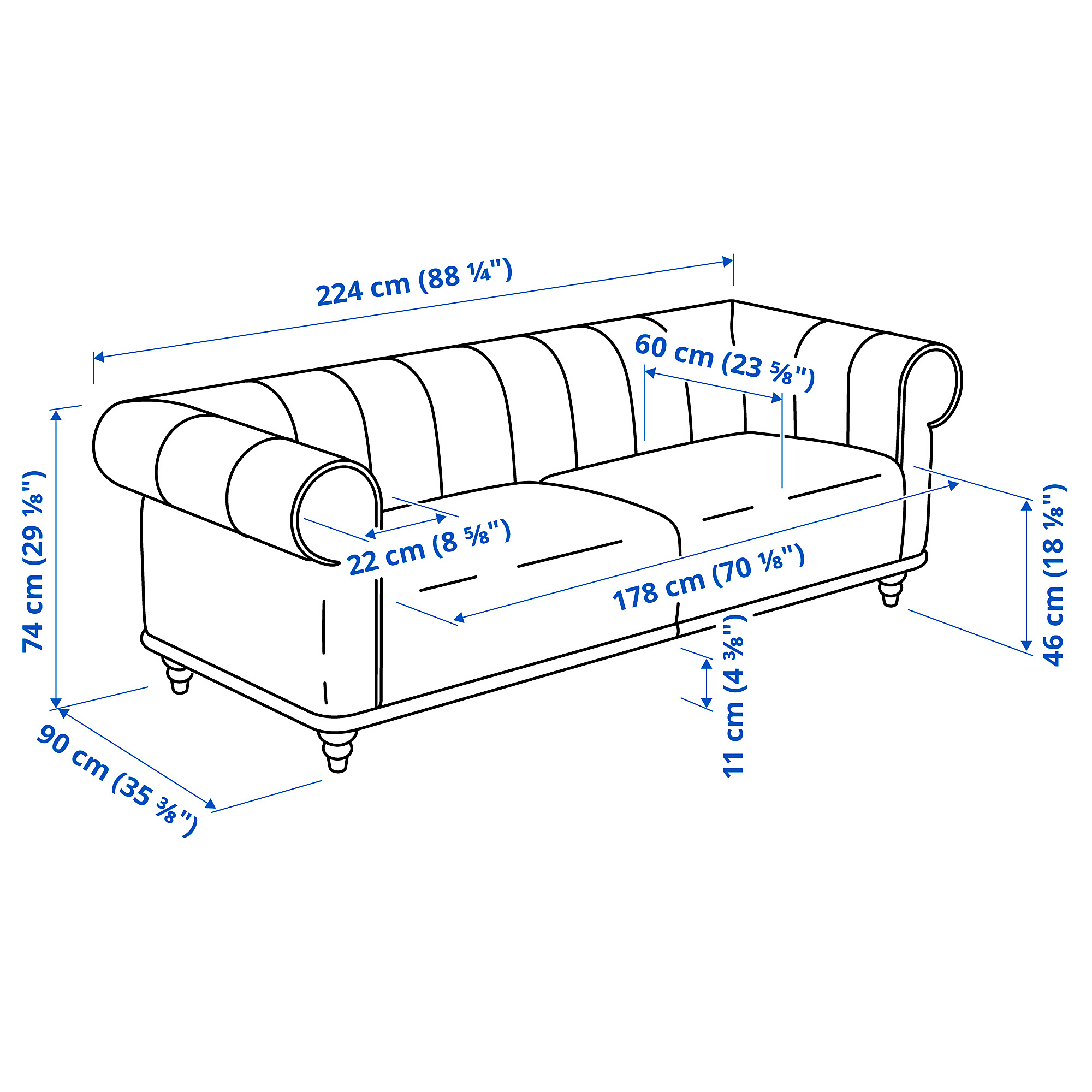 VISKAFORS 3-seat sofa