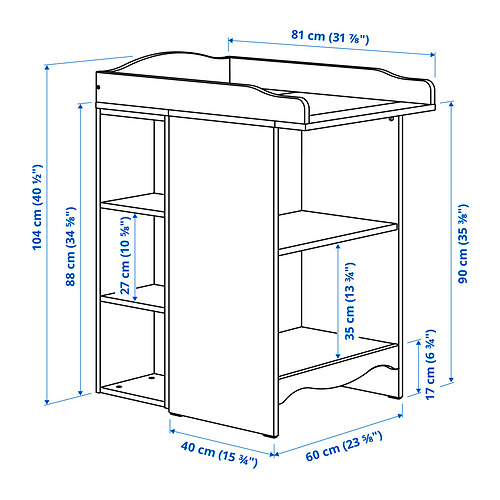 SMÅGÖRA changing tbl/bookshelf w 2 shlf ut