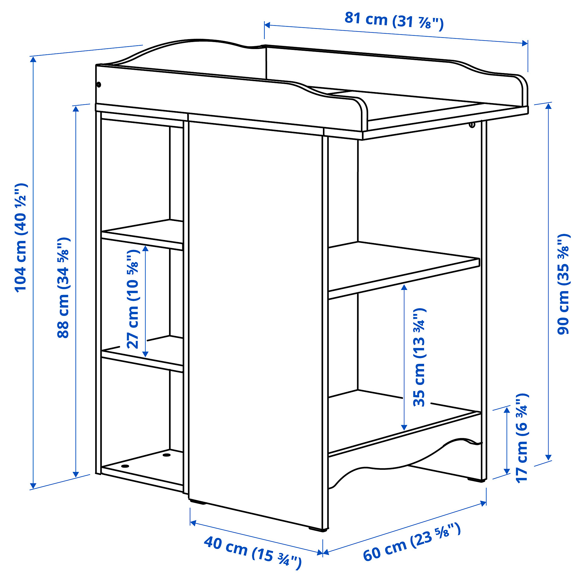 SMÅGÖRA changing tbl/bookshelf w 2 shlf ut