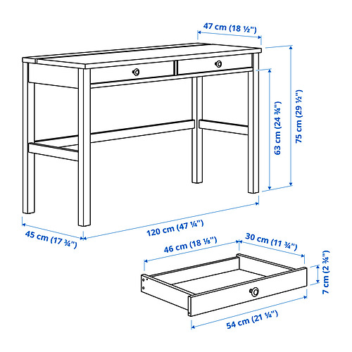 HEMNES 書桌附2抽