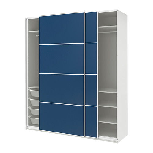 PAX/MEHAMN - wardrobe with sliding doors, white white/double sided blue, 200x66x236 cm | IKEA Taiwan Online - E1002532_S4