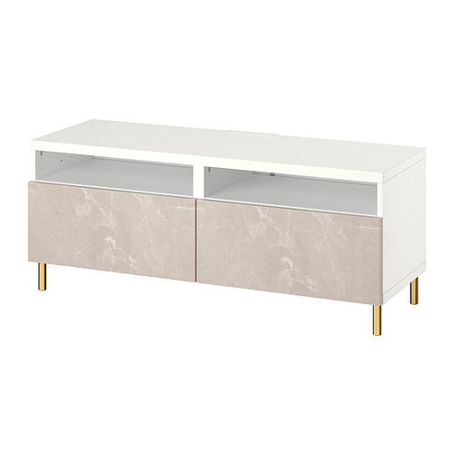 BESTÅ - TV bench with drawers, white/Bergsviken/Ösarp beige | IKEA Taiwan Online - PE817391_S4