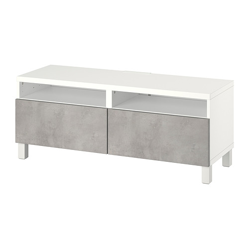 BESTÅ - TV bench with drawers, white/Kallviken/Stubbarp light grey | IKEA Taiwan Online - PE817379_S4