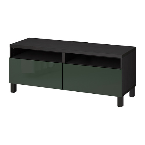 BESTÅ - TV bench with drawers, black-brown/Selsviken/Stubbarp dark olive-green | IKEA Taiwan Online - PE817374_S4
