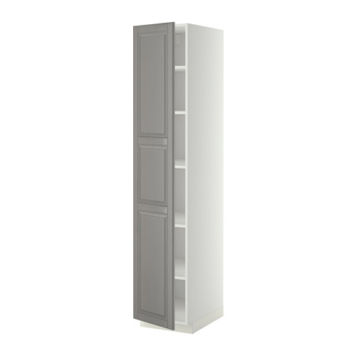METOD - high cabinet with shelves, white/Bodbyn grey | IKEA Taiwan Online - PE339009_S4
