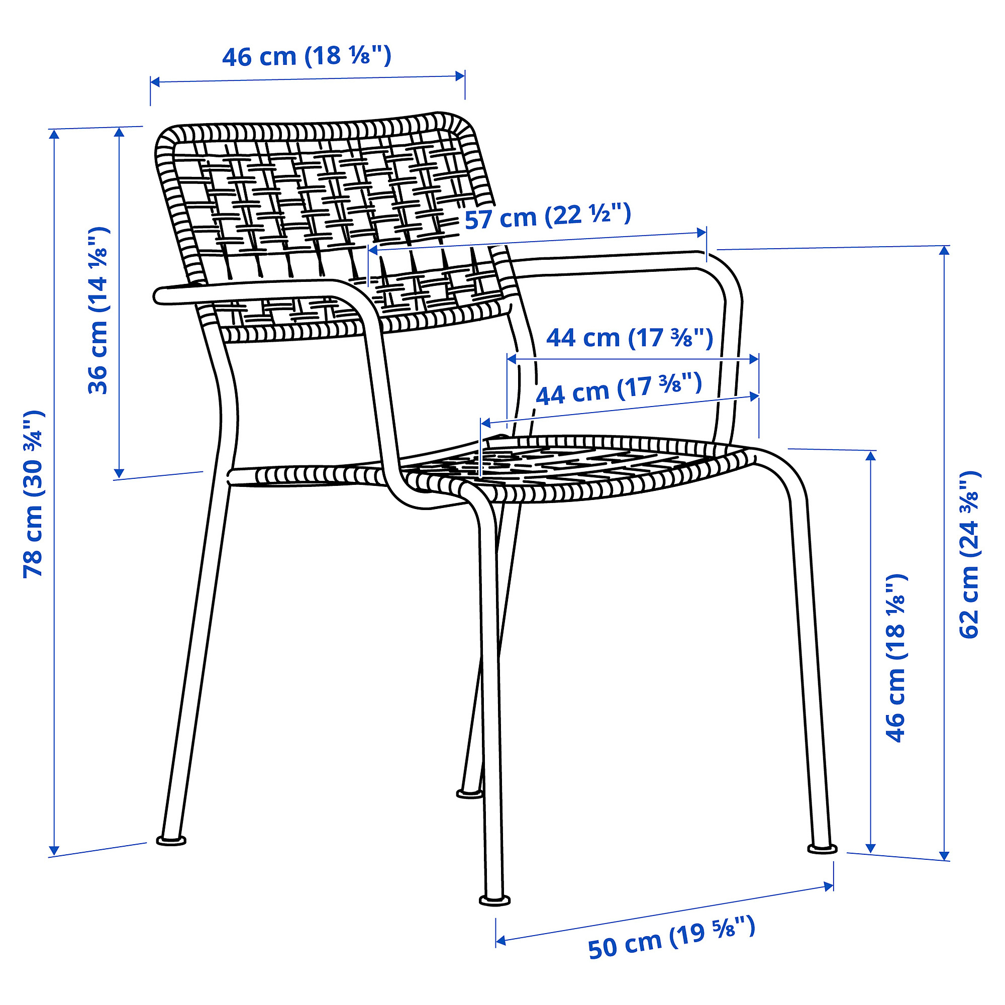 LÄCKÖ chair with armrests, outdoor