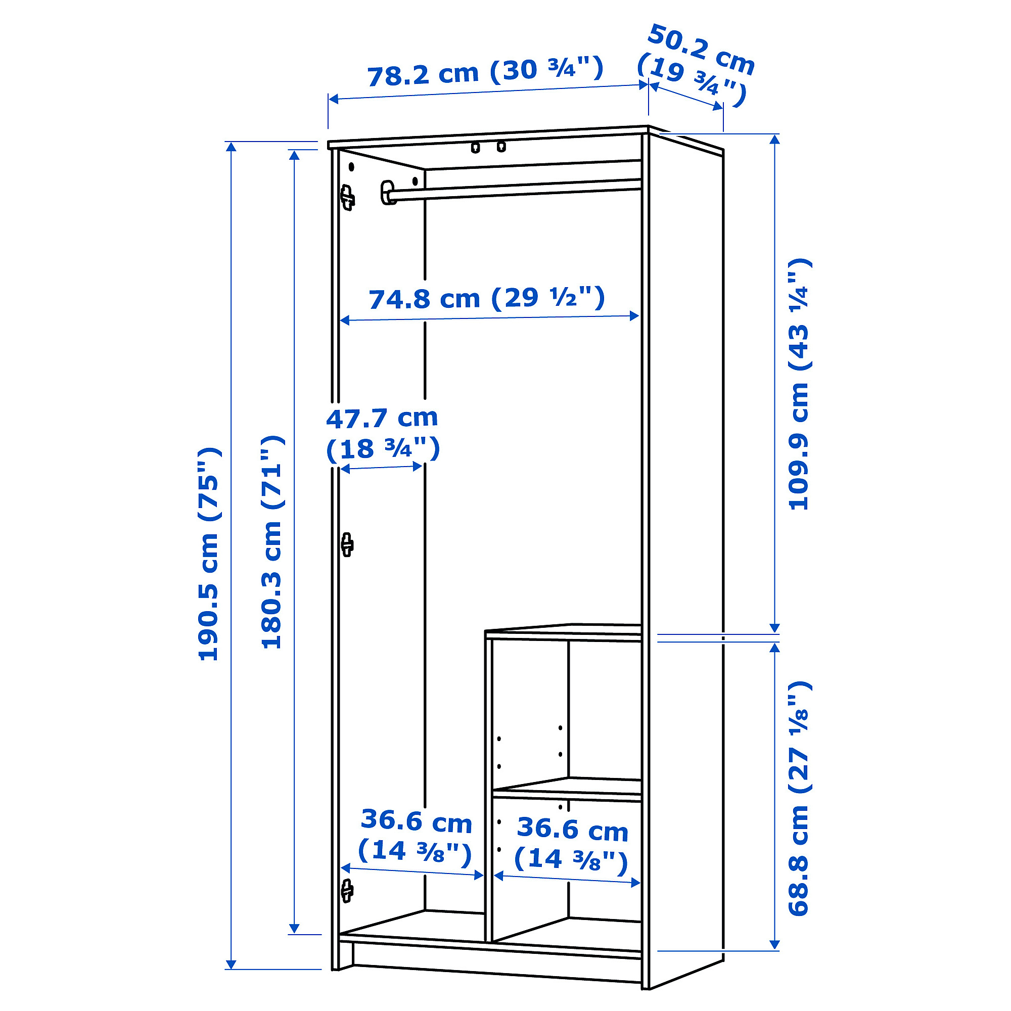 BRIMNES wardrobe with 2 doors