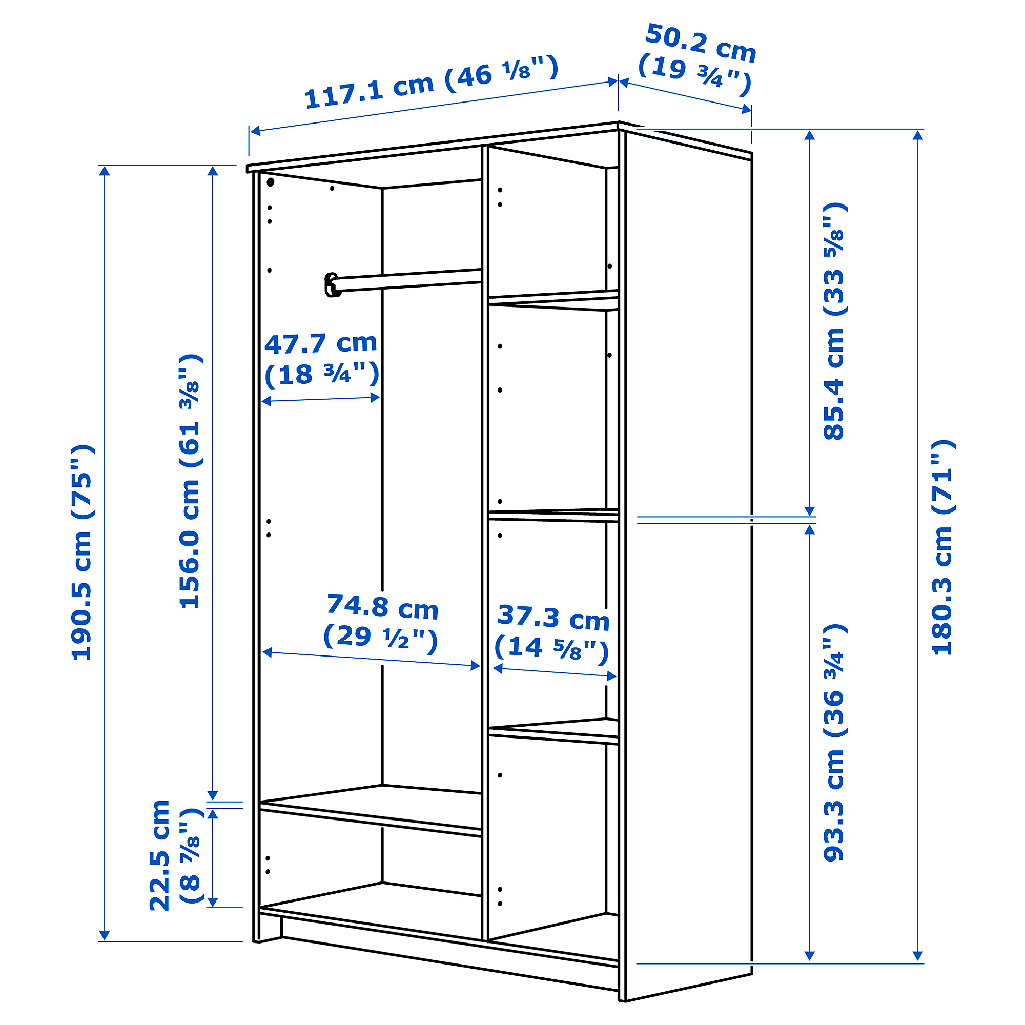 BRIMNES wardrobe with 3 doors