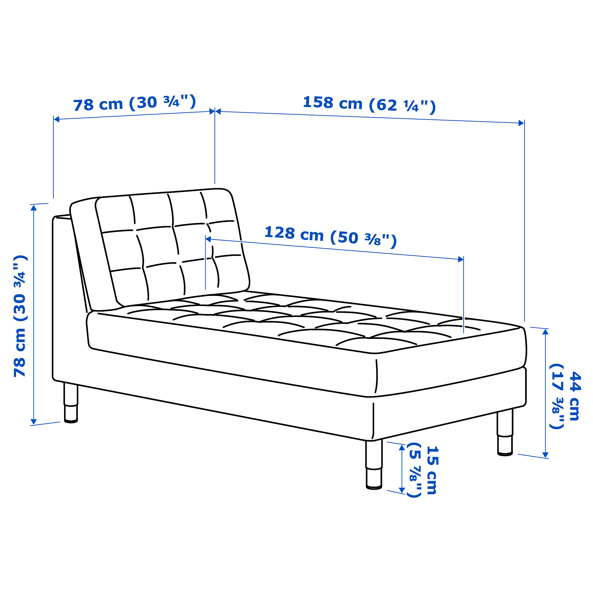 LANDSKRONA chaise longue, add-on unit