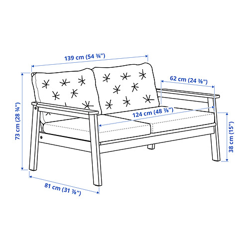 BONDHOLMEN - 2-seat sofa, outdoor, grey stained/Kuddarna grey | IKEA Taiwan Online - PE860894_S4