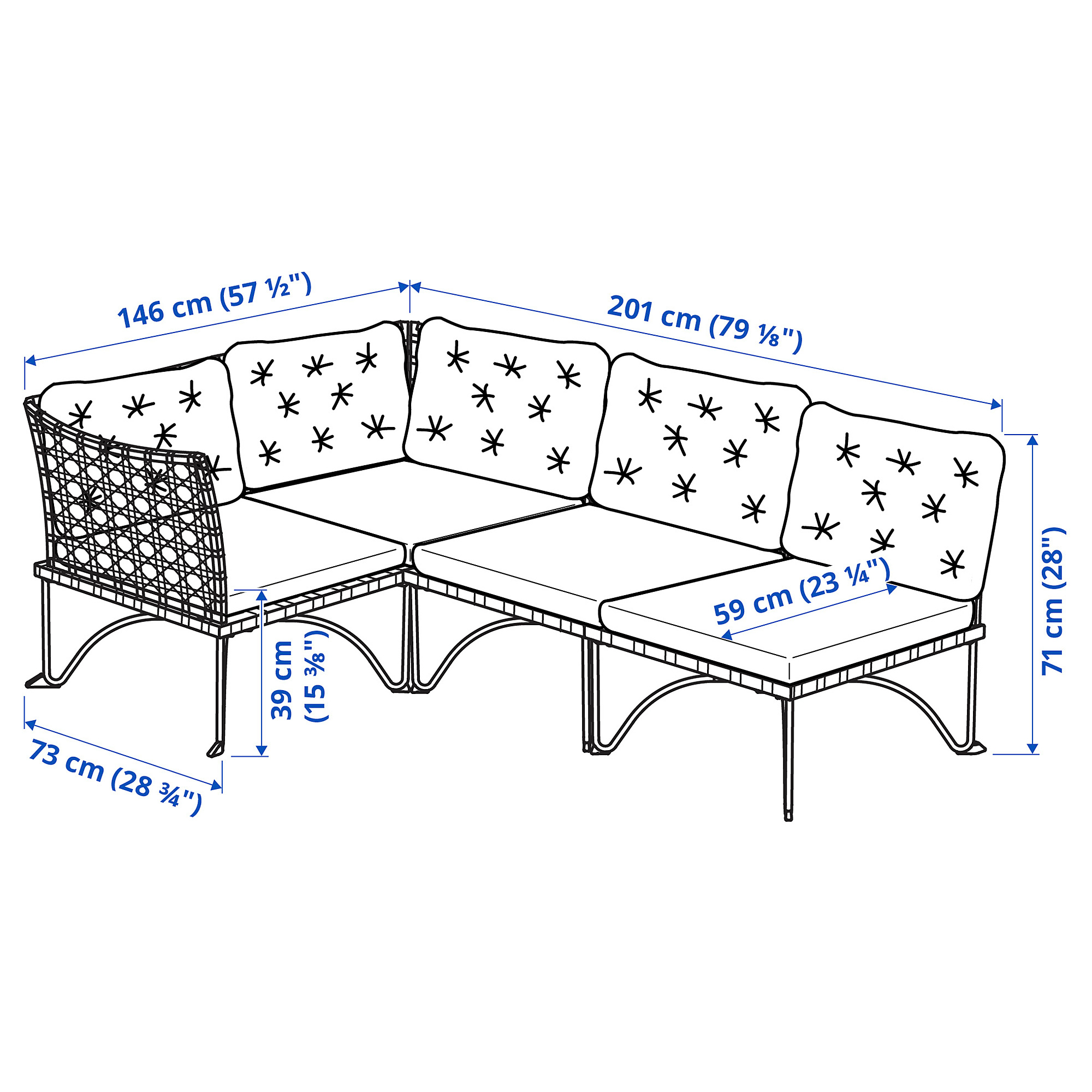 JUTHOLMEN modular corner sofa 3-seat, outdoor