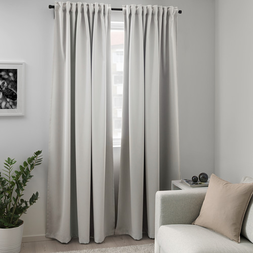 MAJGULL - room darkening curtains, 1 pair, light grey | IKEA Taiwan Online - PE672455_S4