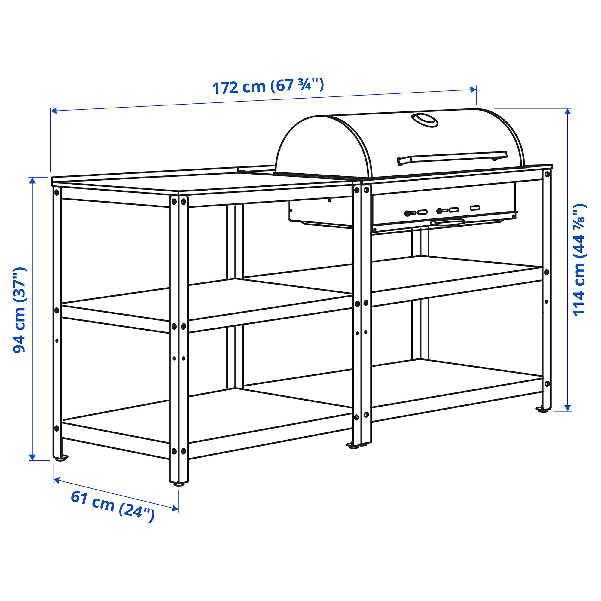 GRILLSKÄR kitchen with charcoal bbq, outdoor