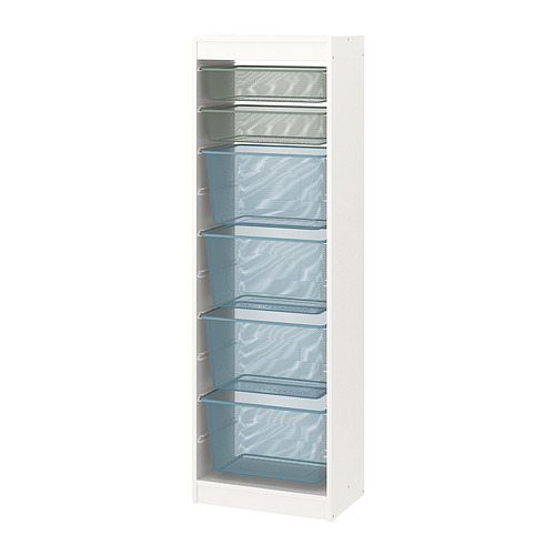 TROFAST - storage combination with boxes, white light green-grey/grey-blue, 46x30x145 cm | IKEA Taiwan Online - PE860964_S4